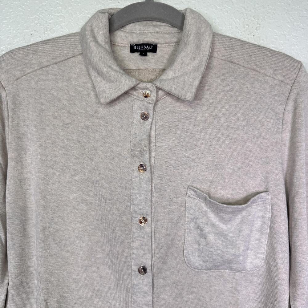Bleusalt Shirt Womens 1 Small Button Front Collared Pocket Lounge Soft Modal - Picture 6 of 11
